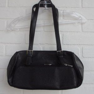 Baci Italy Black Pebbled Leather Baguette Hand Bag